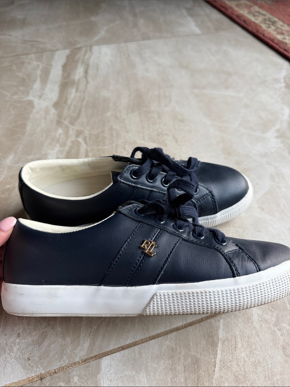 Ralph Lauren Navy Blue leather sneakers